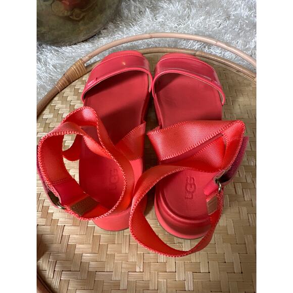 UGG Lenox Orange Coral Platform Ankle Strap Sandals Size 8 - Picture 4 of 10